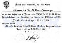 1934 Landesgedenkmünze 1914 - 1918